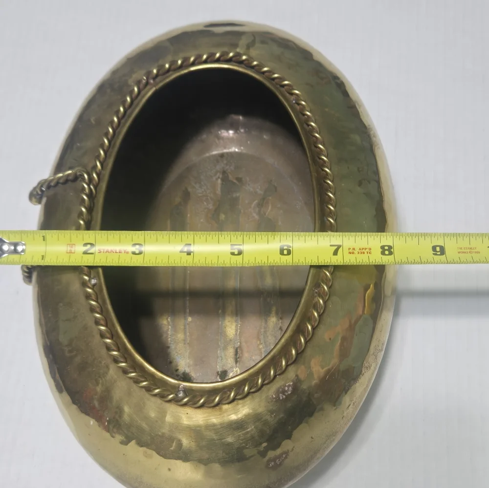 brass vase hammered vessel mid century modern container vintage planter plant - Picture 10 of 12